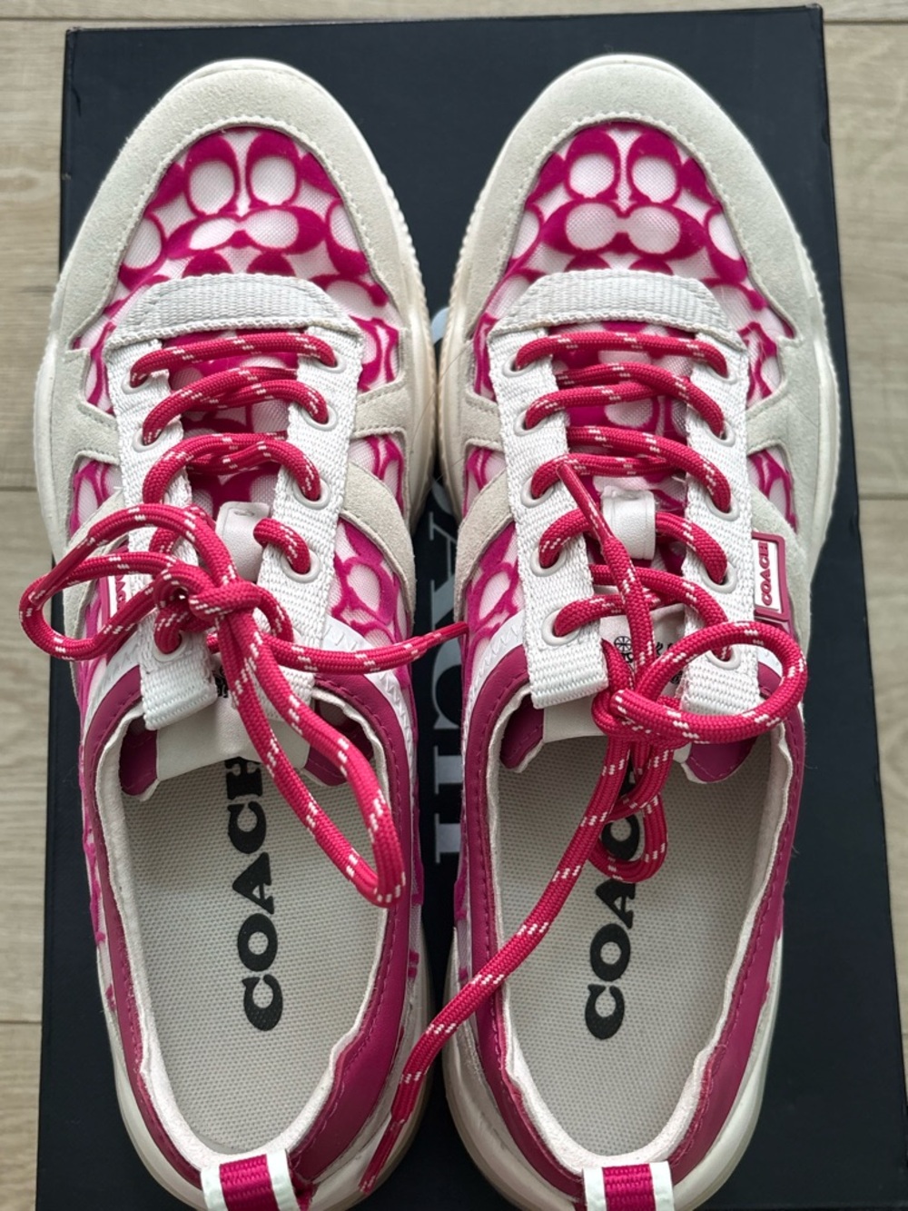 NWT Coach Shoes Hot Pink and White Sneakers Citysole Runners Hyacincth Size 9.5
